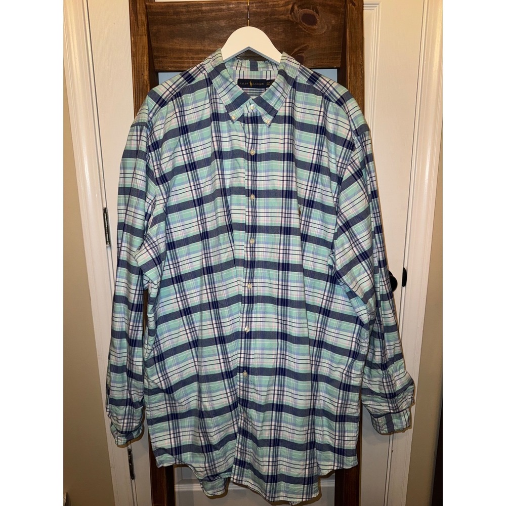 Ralph Lauren Mens 3XLT Plaid Button Down Shirt Long Sleeve Classic Fit